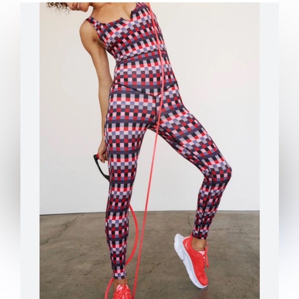 Free People Movement Lose Control Print Jumpsuit in Checker